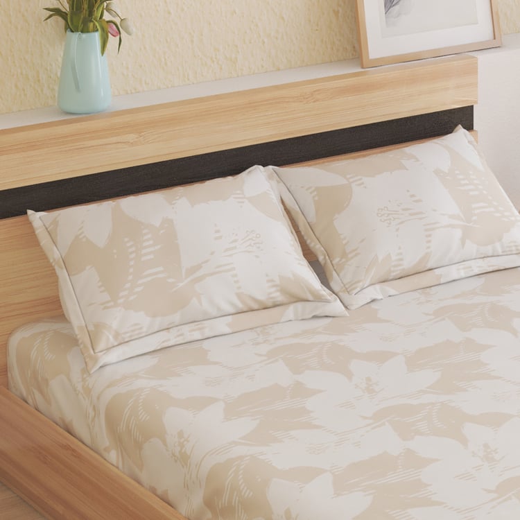 Ezra Bloom Cotton 144TC Printed 3Pcs Queen Bedsheet Set