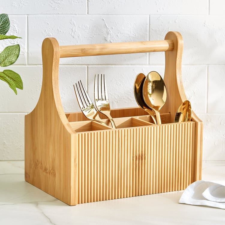 Regal Luxe Bamboo Ribbed Cutlery Holder
