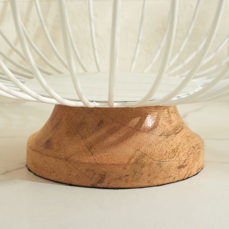 Bakers Pride Monet Metal Fruit Bowl with Mango Wood Base