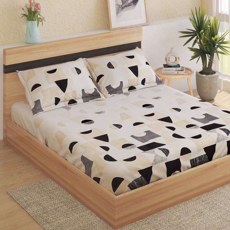Ecliptic Saga Lewis Cotton 200TC Geometric Print 3Pcs Super King Bedsheet Set