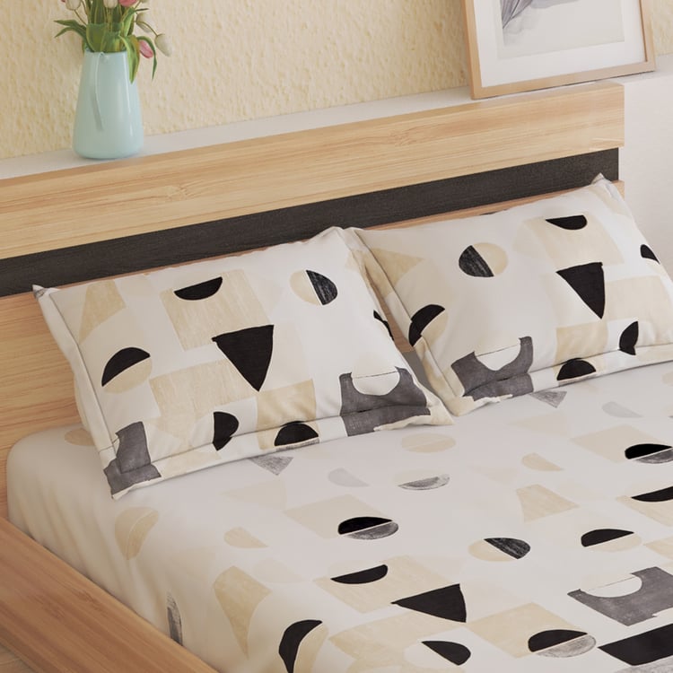 Ecliptic Saga Lewis Cotton 200TC Geometric Print 3Pcs Super King Bedsheet Set