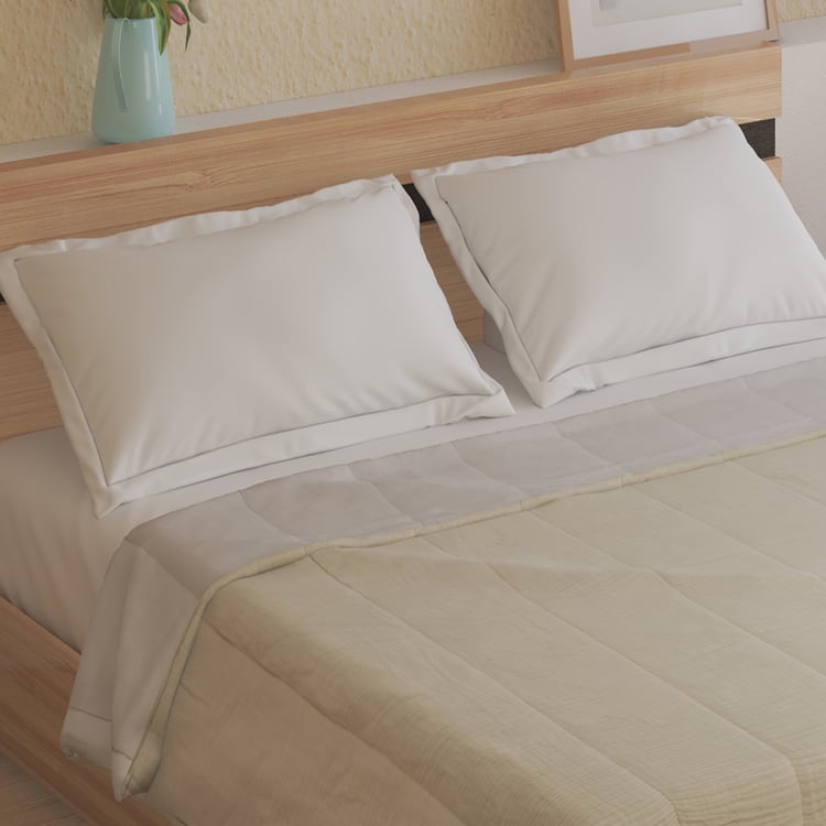 Natural Tranq Ondora Cotton Reversible Double Bed Cover