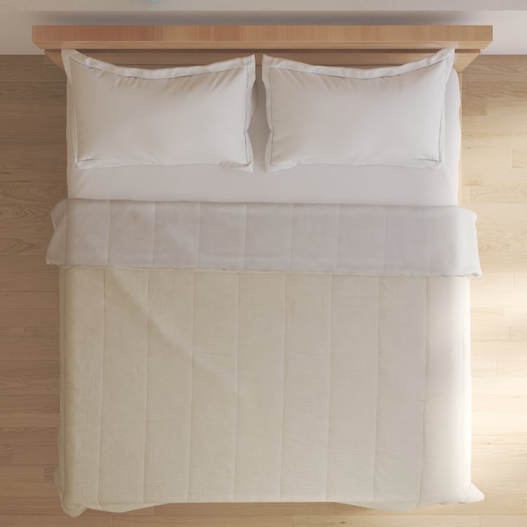 Natural Tranq Ondora Cotton Reversible Double Bed Cover
