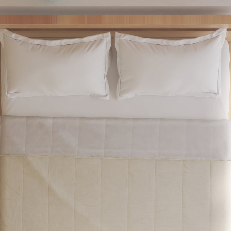 Natural Tranq Ondora Cotton Reversible Double Bed Cover