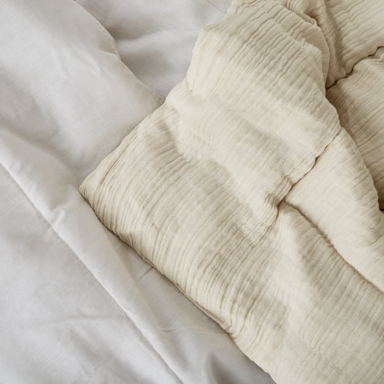 Natural Tranq Ondora Cotton Reversible Double Bed Cover