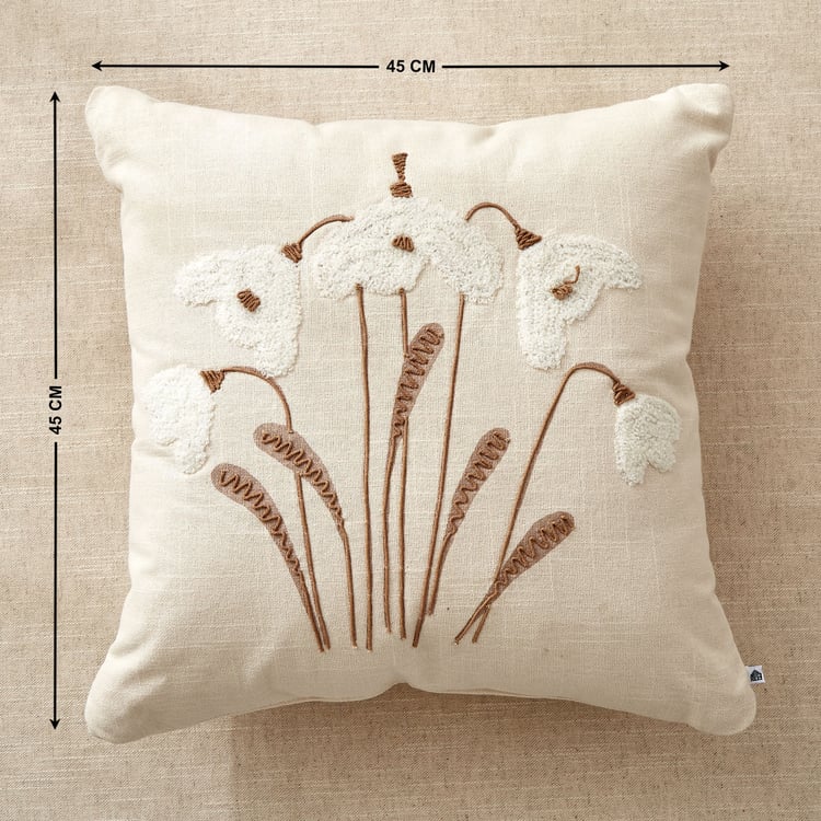 Sundried Sanc Fleuris Embroidered Filled Cushion - 45x45cm
