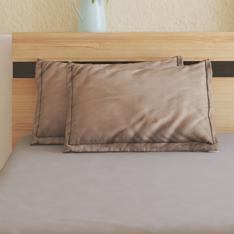 Zepher Grid Set of 2 Cotton Jacquard Pillow Covers - 70x45cm