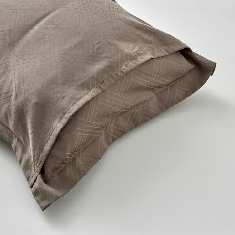 Zepher Grid Set of 2 Cotton Jacquard Pillow Covers - 70x45cm