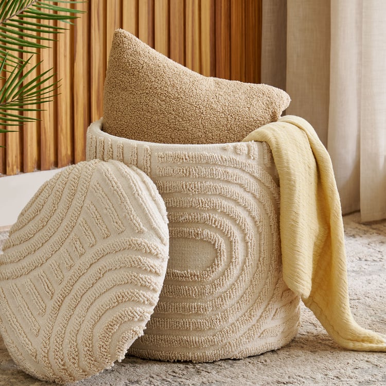 Saga Cotton Pouffe with Storage - Beige