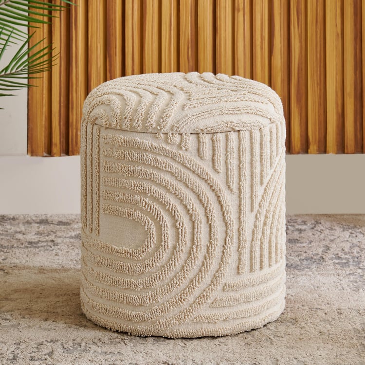 Saga Cotton Pouffe with Storage - Beige