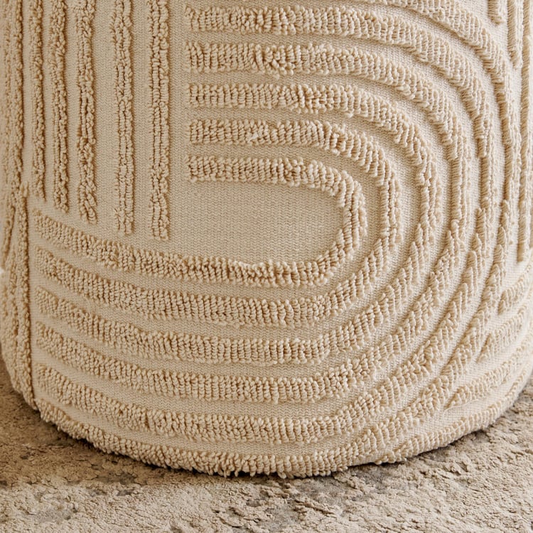 Saga Cotton Pouffe with Storage - Beige