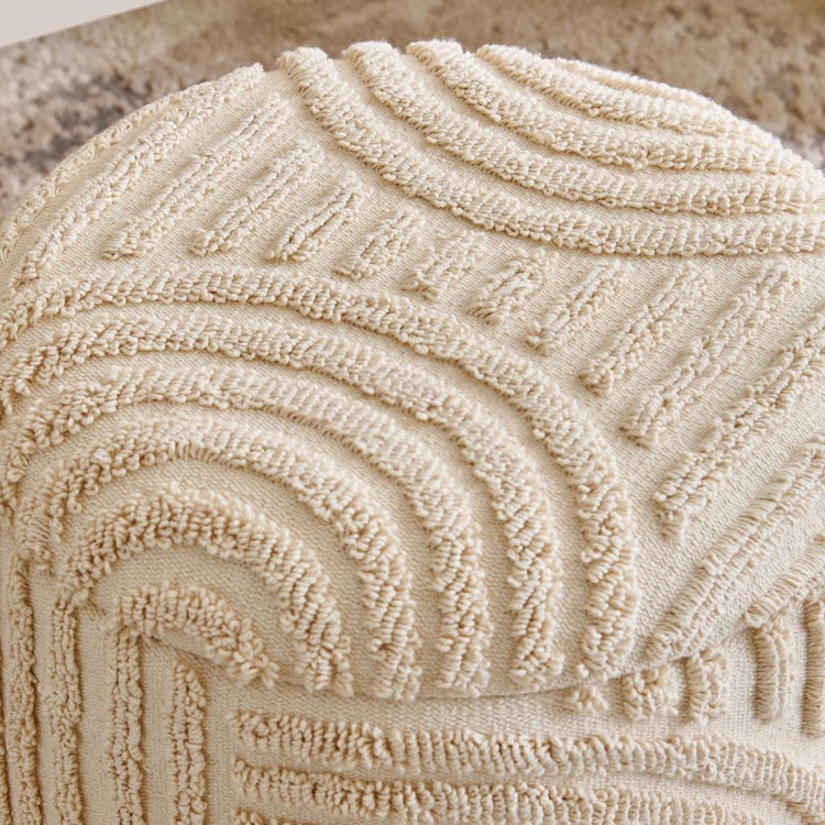 Saga Cotton Pouffe with Storage - Beige