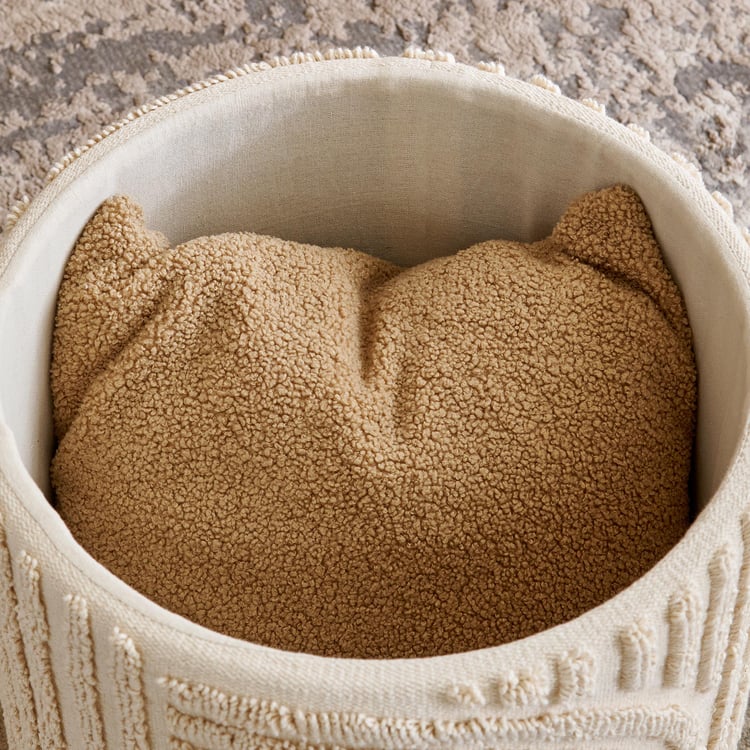 Saga Cotton Pouffe with Storage - Beige