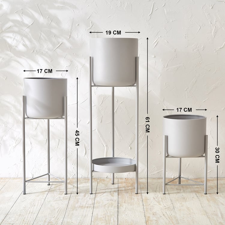 Lets Garden Rustica Set of 3 Metal Floor Planters with Stand