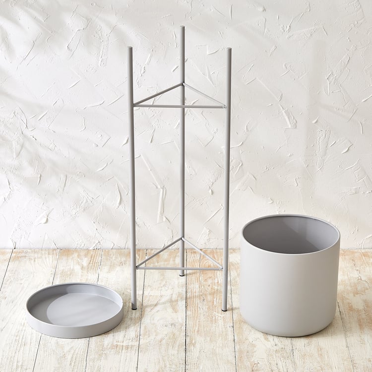 Lets Garden Rustica Set of 3 Metal Floor Planters with Stand