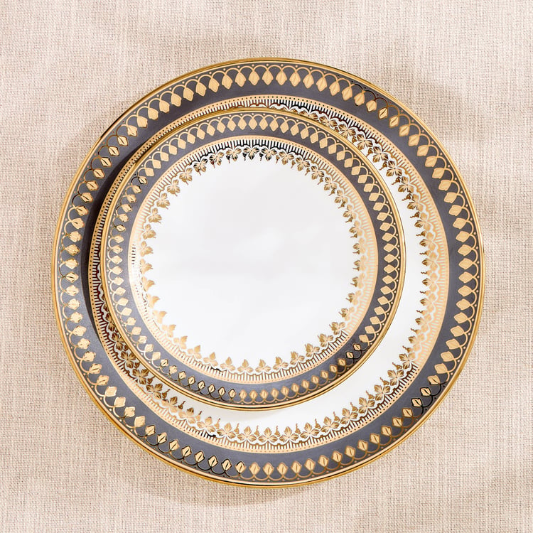 Buy Midas Grisa Bone China Printed Dinner Plate - 26cm from Home