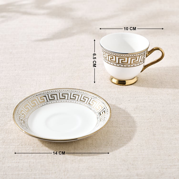 Midas Kasan Bone China Printed Cup and Saucer - 150ml
