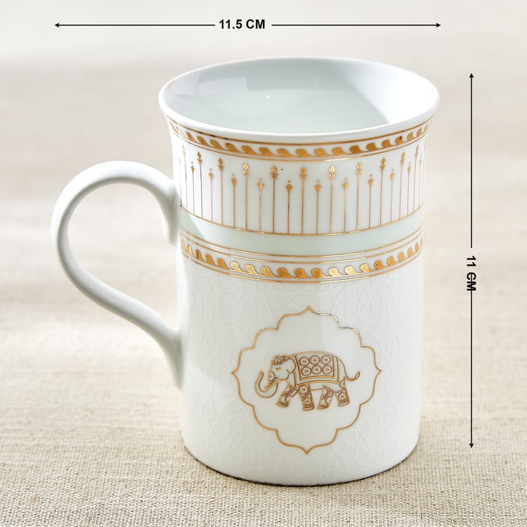 India Inspired Elephant Bone China Printed Coffee Mug - 390ml