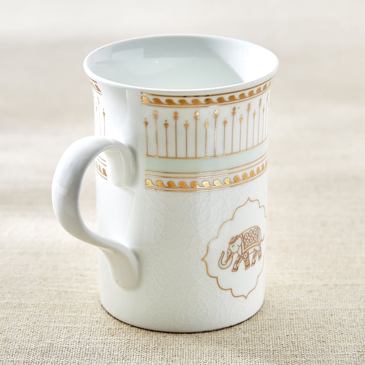 India Inspired Elephant Bone China Printed Coffee Mug - 390ml