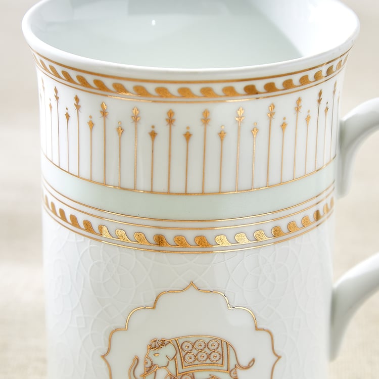 India Inspired Elephant Bone China Printed Coffee Mug - 390ml