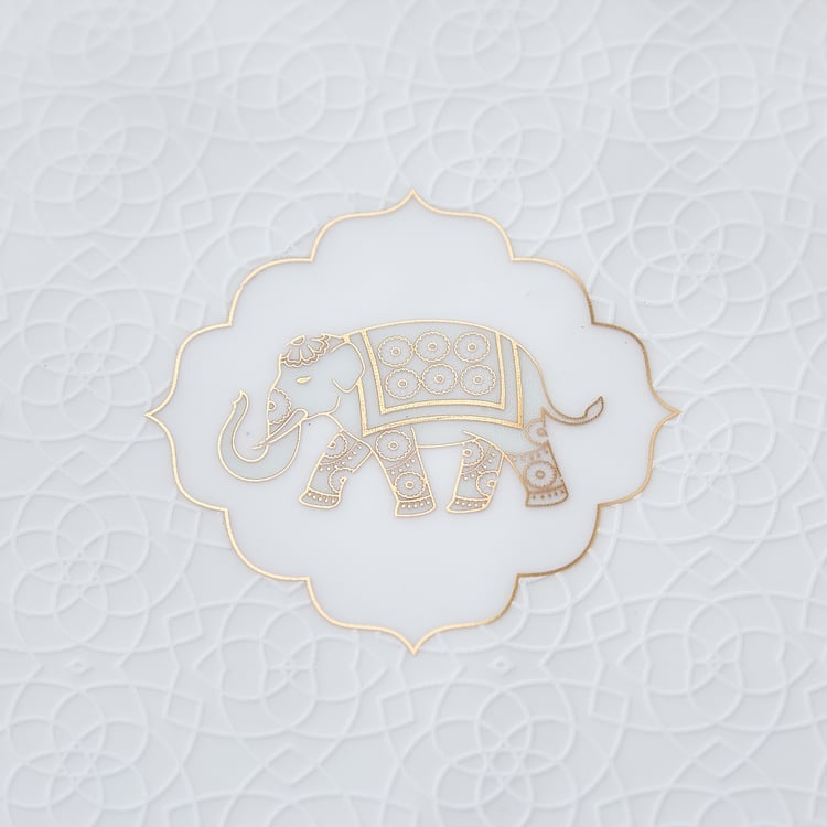 India Inspired Elephant Georgian Bone China Printed Dinner Plate - 28.5cm