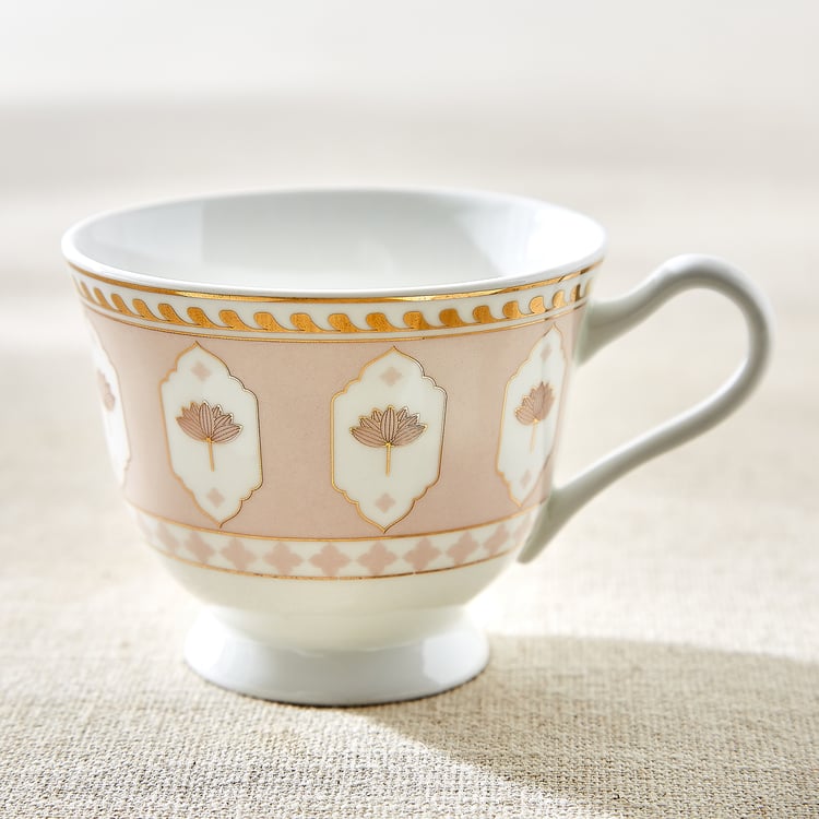 India Inspired Lotus Bone China Printed Cup and Saucer - 150ml