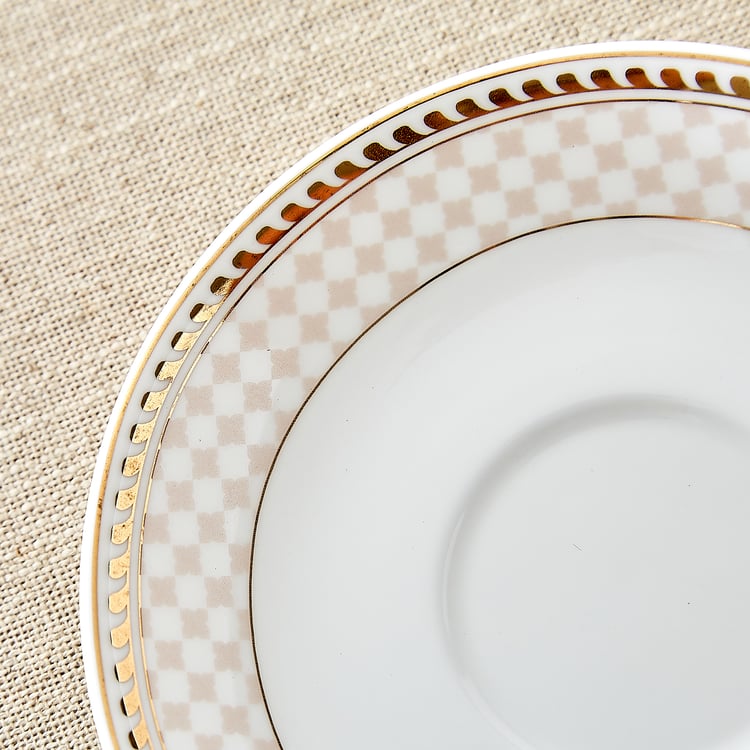 India Inspired Lotus Bone China Printed Cup and Saucer - 150ml