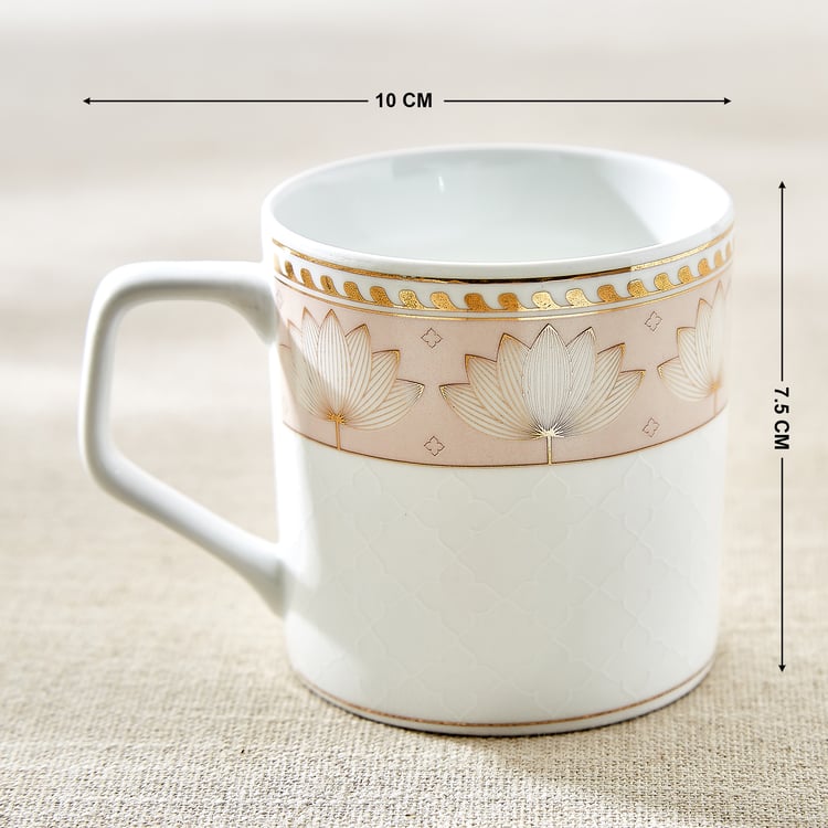 India Inspired Lotus Bone China Printed Coffee Mug - 230ml