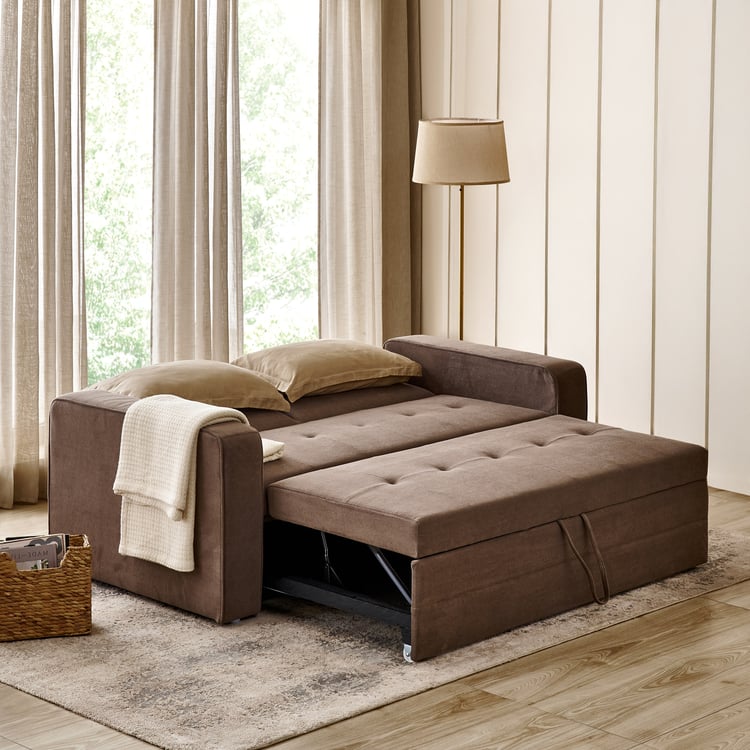 Helios Comet NXT Fabric 2-Seater Sofa Bed - Brown