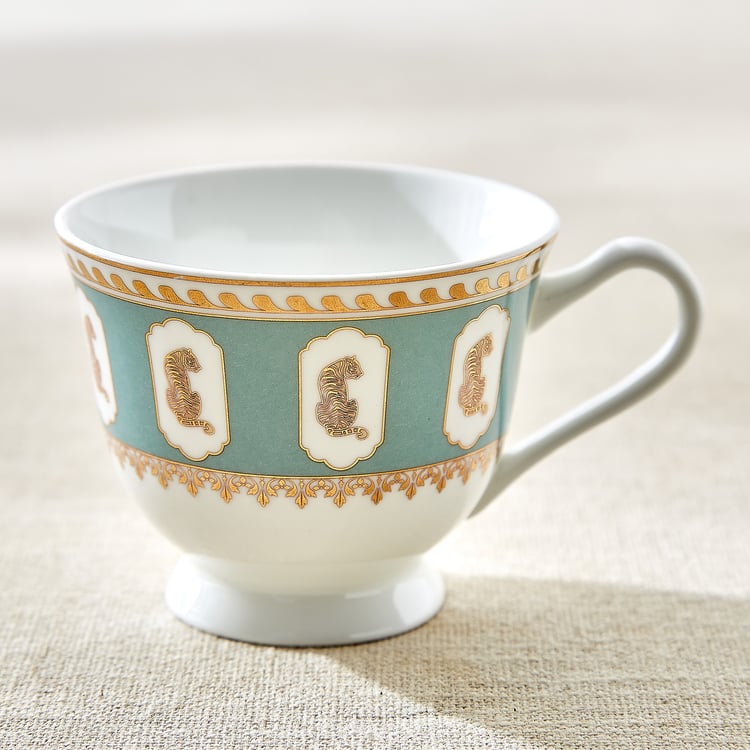 India Inspired Tiger Bone China Printed Cup and Saucer - 150ml