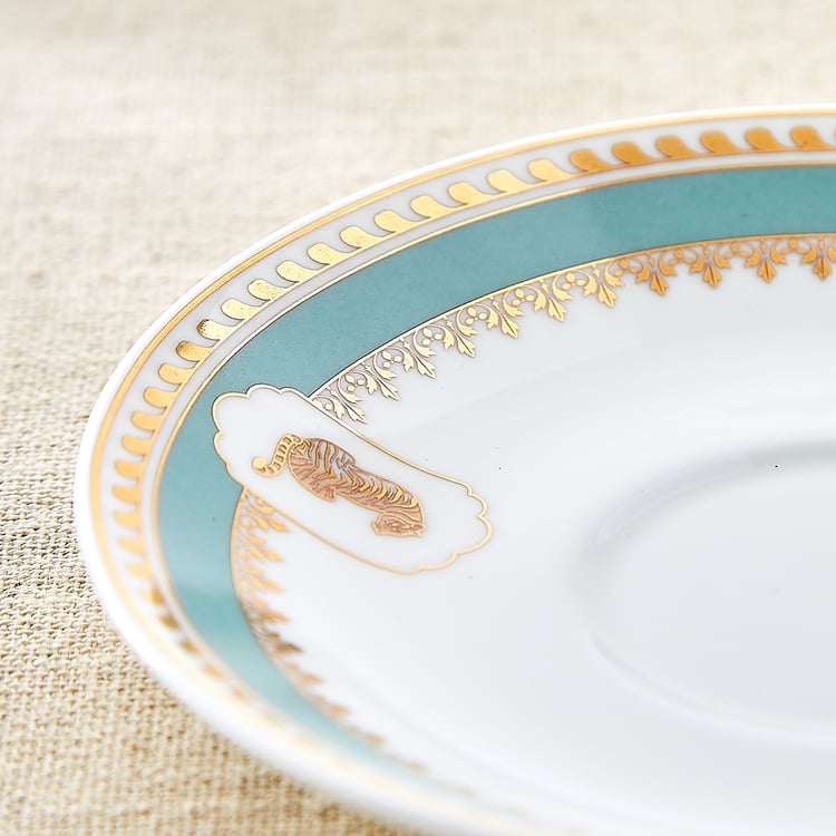 India Inspired Tiger Bone China Printed Cup and Saucer - 150ml