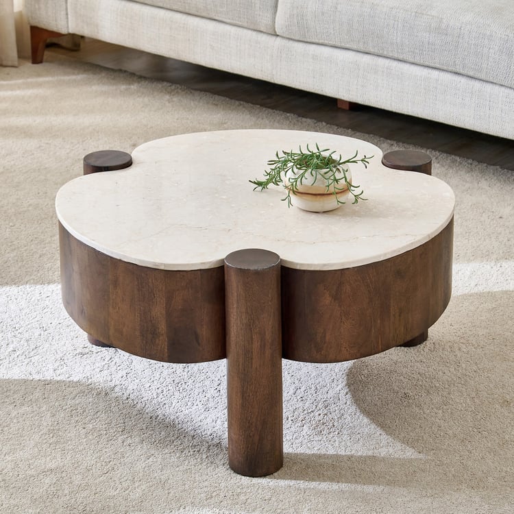 Alexa Marble Top Coffee Table - Walnut