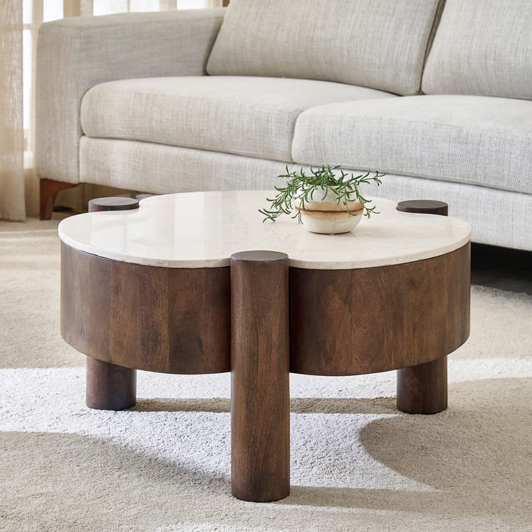 Alexa Marble Top Coffee Table - Walnut