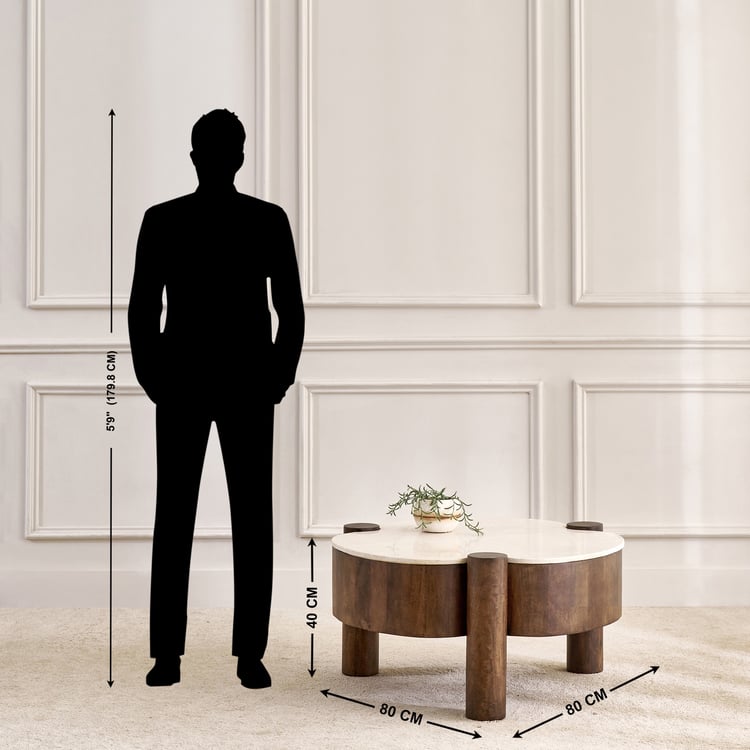 Alexa Marble Top Coffee Table - Walnut