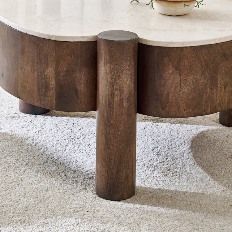Alexa Marble Top Coffee Table - Walnut