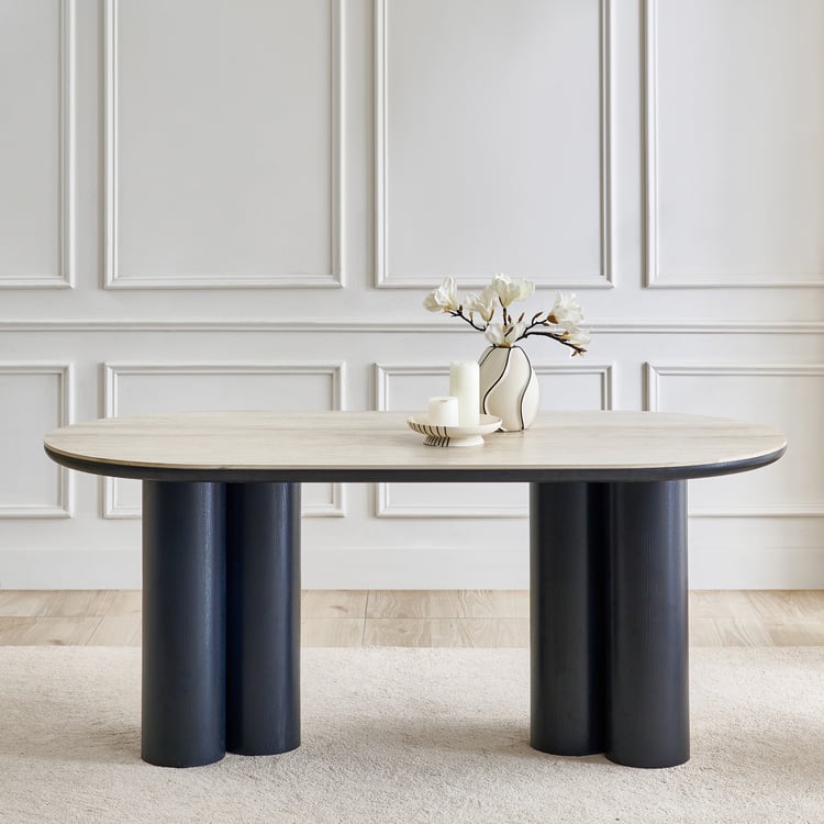 Saga Ceramic Top 6-Seater Dining Table - Brown