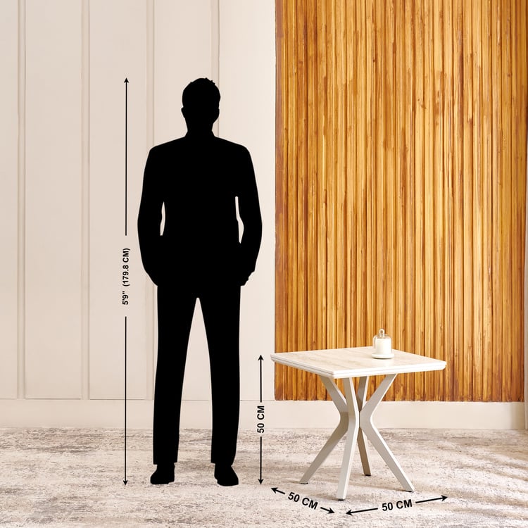 Ivory Ceramic Top End Table - Beige