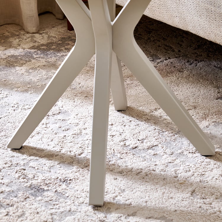Ivory Ceramic Top End Table - Beige