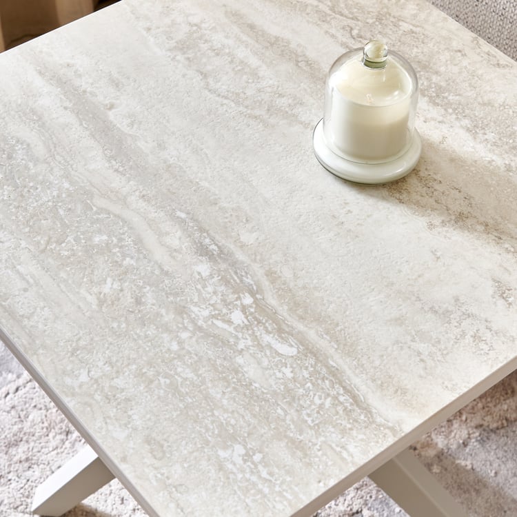 Ivory Ceramic Top End Table - Beige