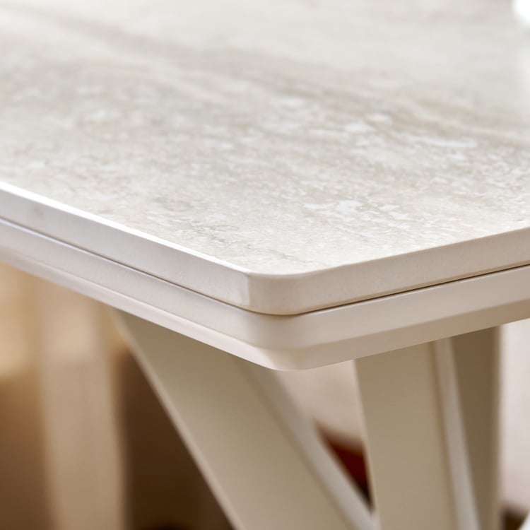 Ivory Ceramic Top End Table - Beige