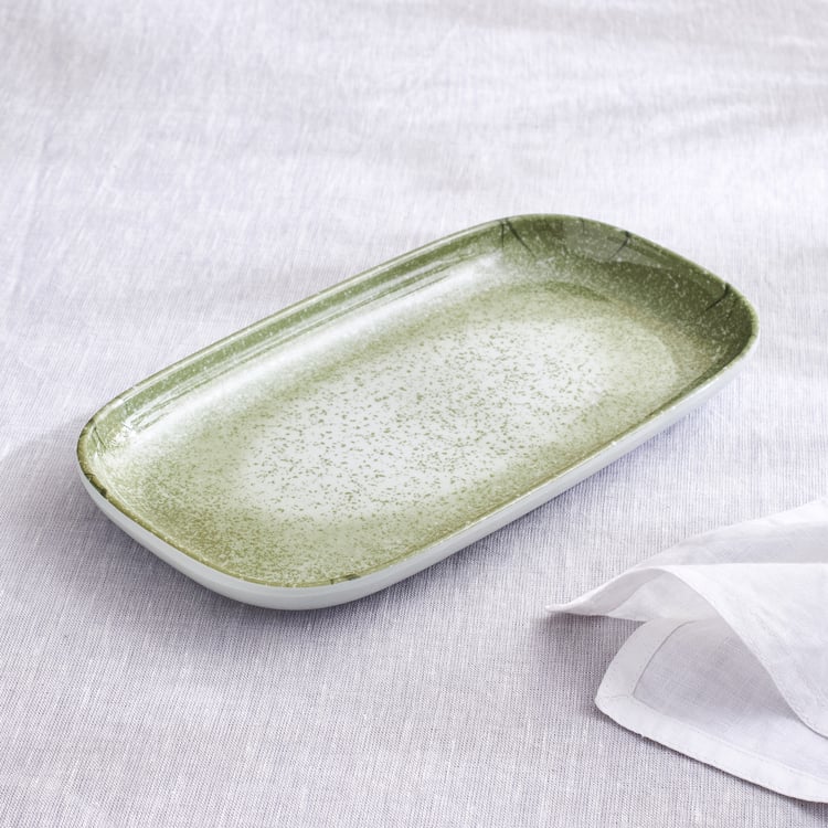 Meadows Reactive Moss Tile Melamine Serving Platter - 28x14cm