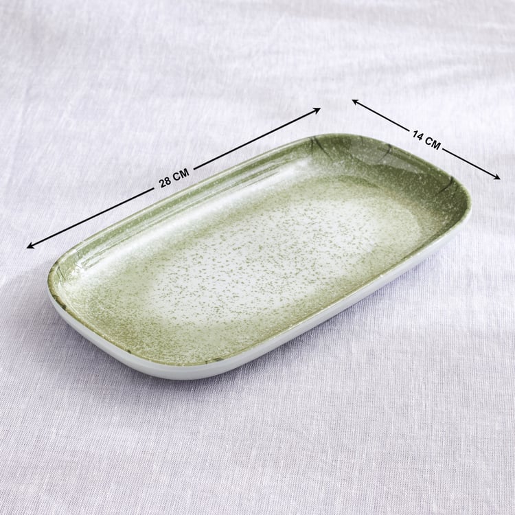 Meadows Reactive Moss Tile Melamine Serving Platter - 28x14cm