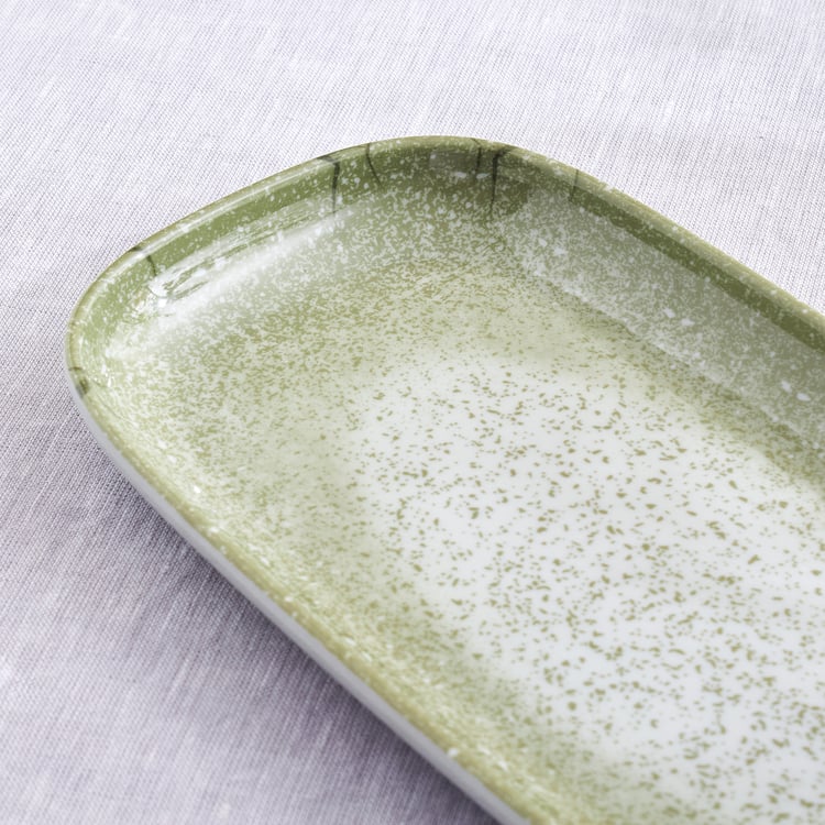 Meadows Reactive Moss Tile Melamine Serving Platter - 28x14cm