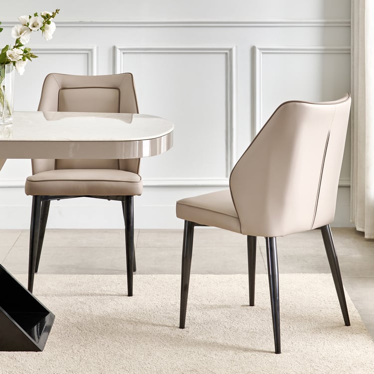 Marcello NXT Set of 2 Faux Leather Dining Chairs - Beige