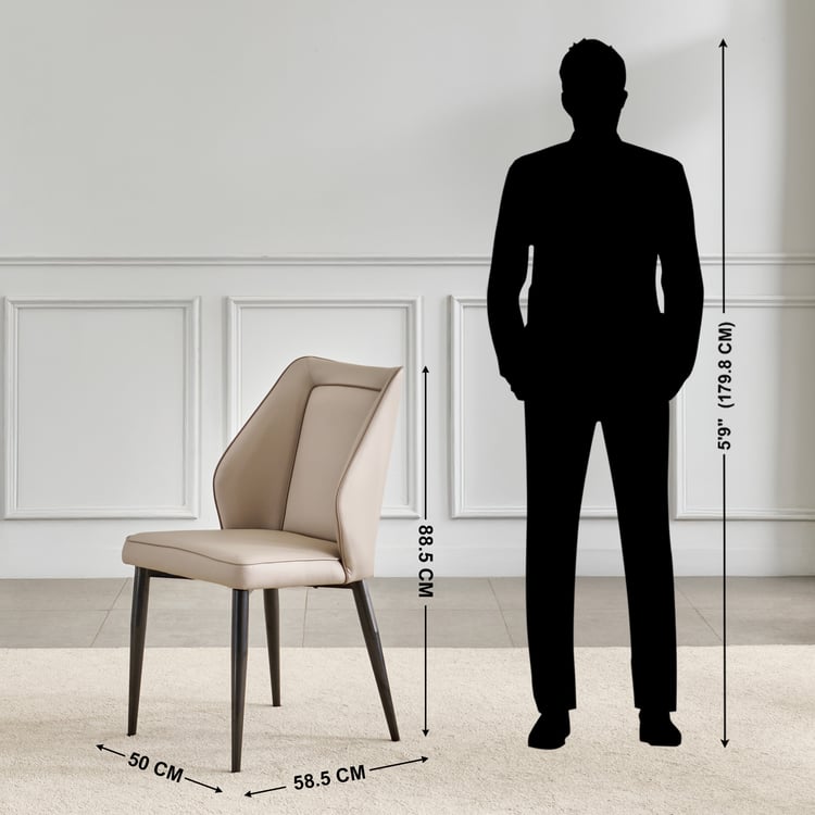 Marcello NXT Set of 2 Faux Leather Dining Chairs - Beige