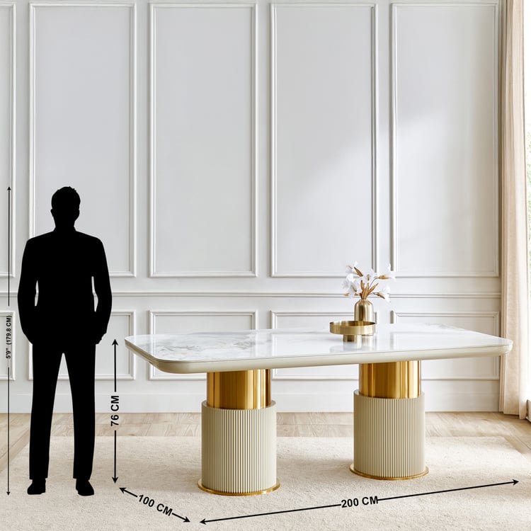 Orion Sintered Stone Top 6-Seater Dining Table - Gold