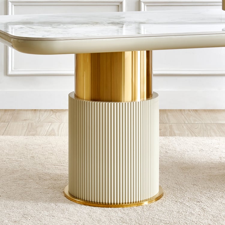 Orion Sintered Stone Top 6-Seater Dining Table - Gold