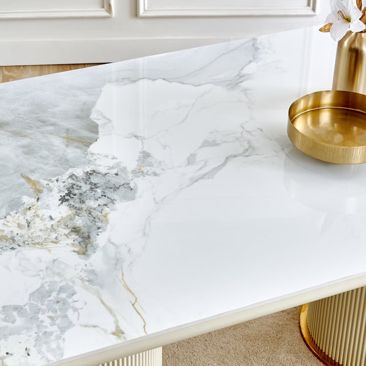 Orion Sintered Stone Top 6-Seater Dining Table - Gold