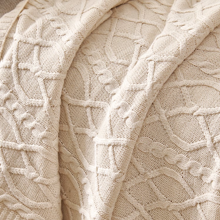 Alchemy Coconut Cotton Cable Knit Single Throw