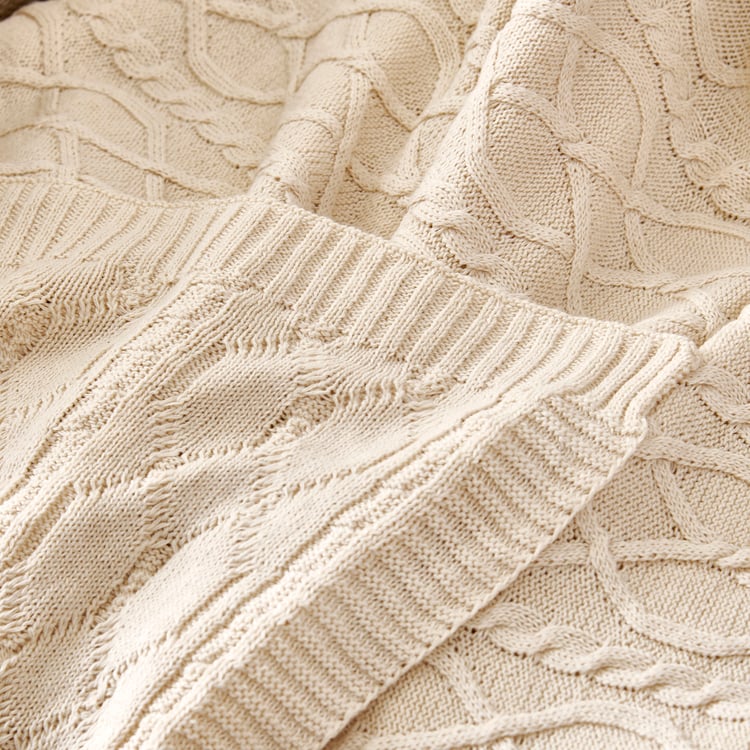 Alchemy Coconut Cotton Cable Knit Single Throw